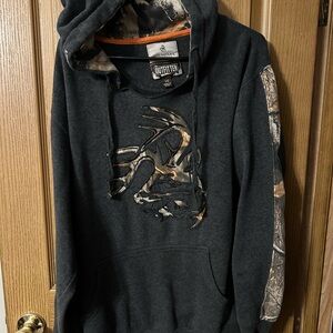 Men's Black Hoodie with Camouflage Accents